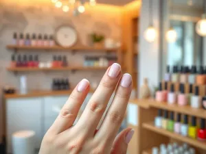 Kobieta w białym szlafroku relaksująca się w nowoczesnym gabinecie medycyny estetycznej o jasnym, minimalistycznym wystroju.